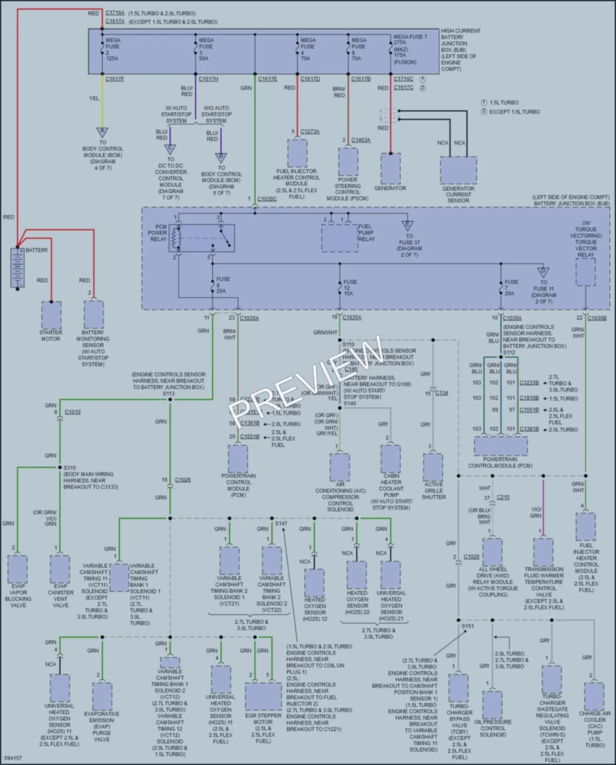 2018 Lincoln MKZ Power Distribution wiring diagram preview