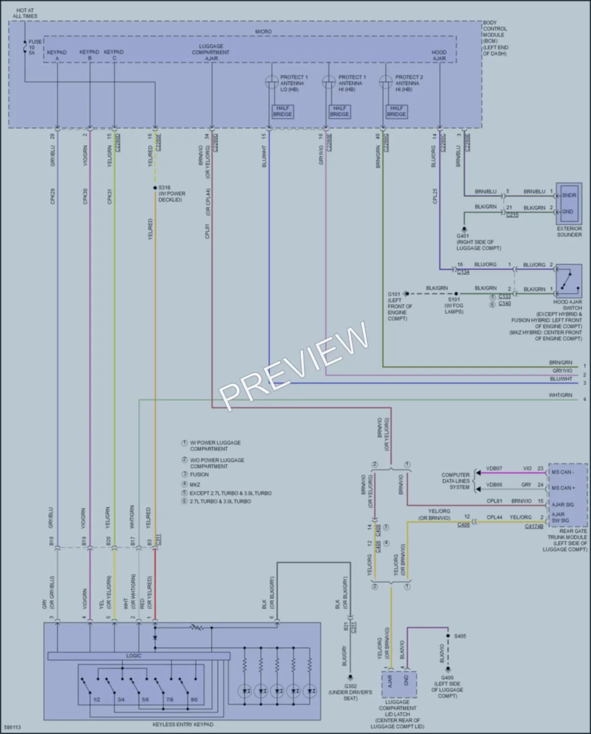 2018 Lincoln MKZ Power Door Locks wiring diagram preview