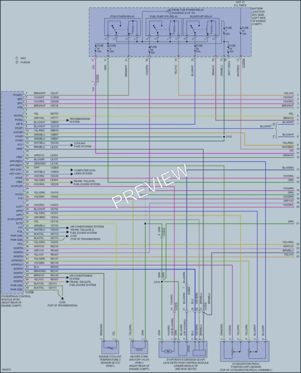 2018 Lincoln MKZHybrid Engine Performance wiring diagram preview