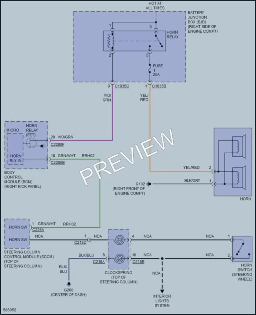 2018 Lincoln Navigator Horn wiring diagram preview