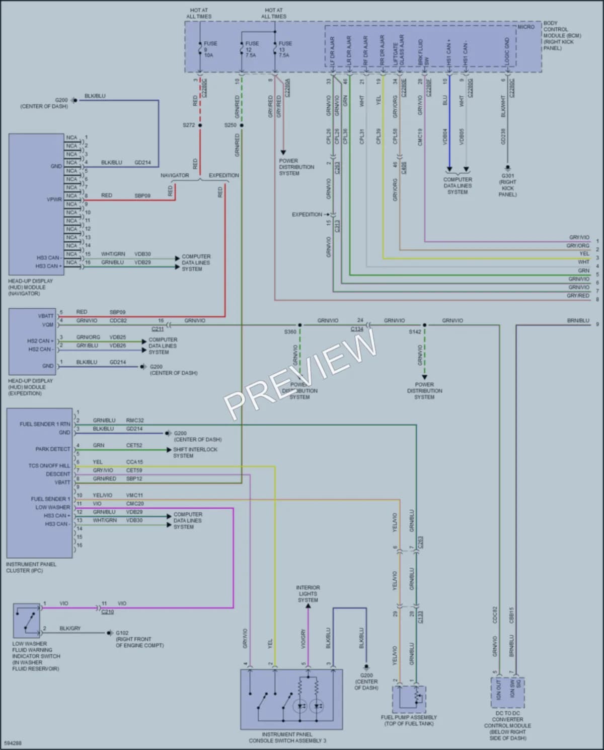 2018 Lincoln Navigator Instrument Cluster wiring diagram preview