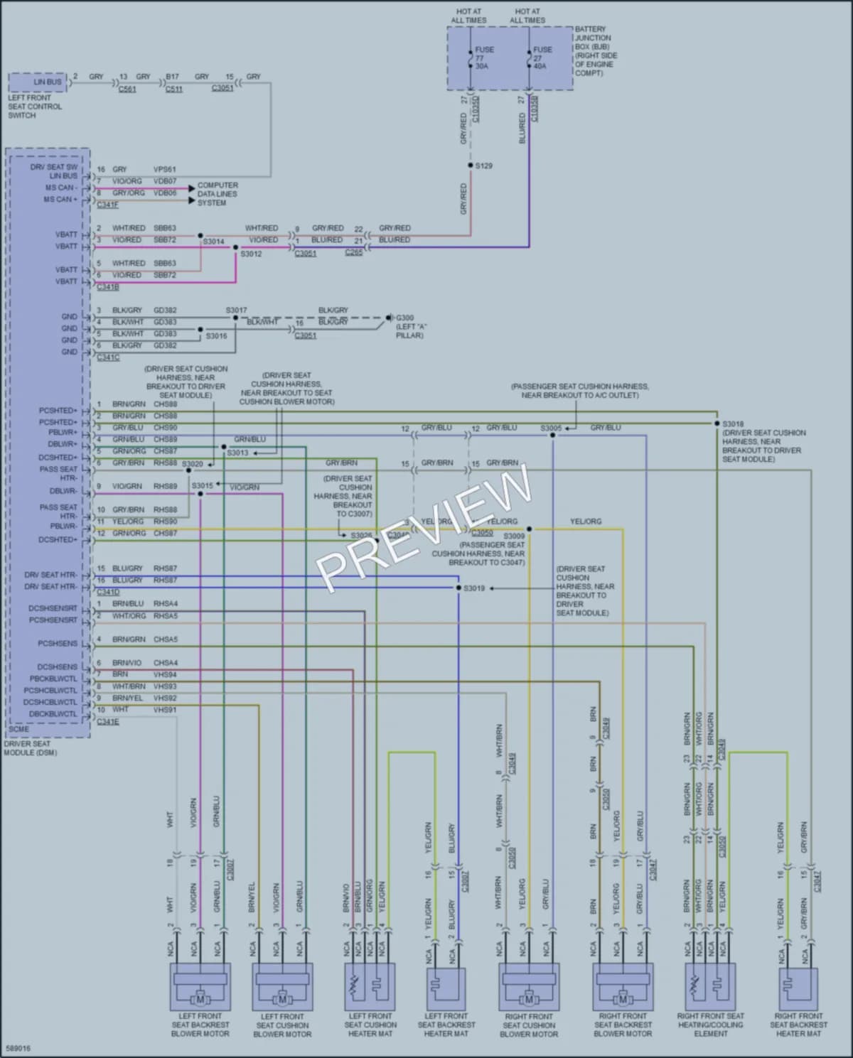 2018 Lincoln Navigator Power Seats wiring diagram preview