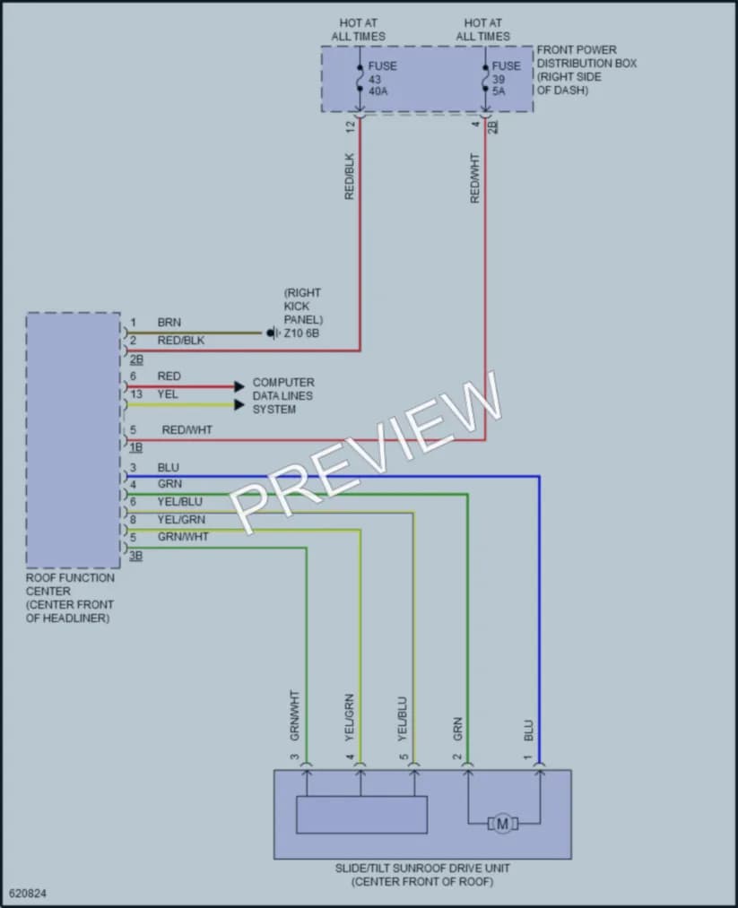 2018 MINI CooperClubman Power Top Sunroof wiring diagram preview