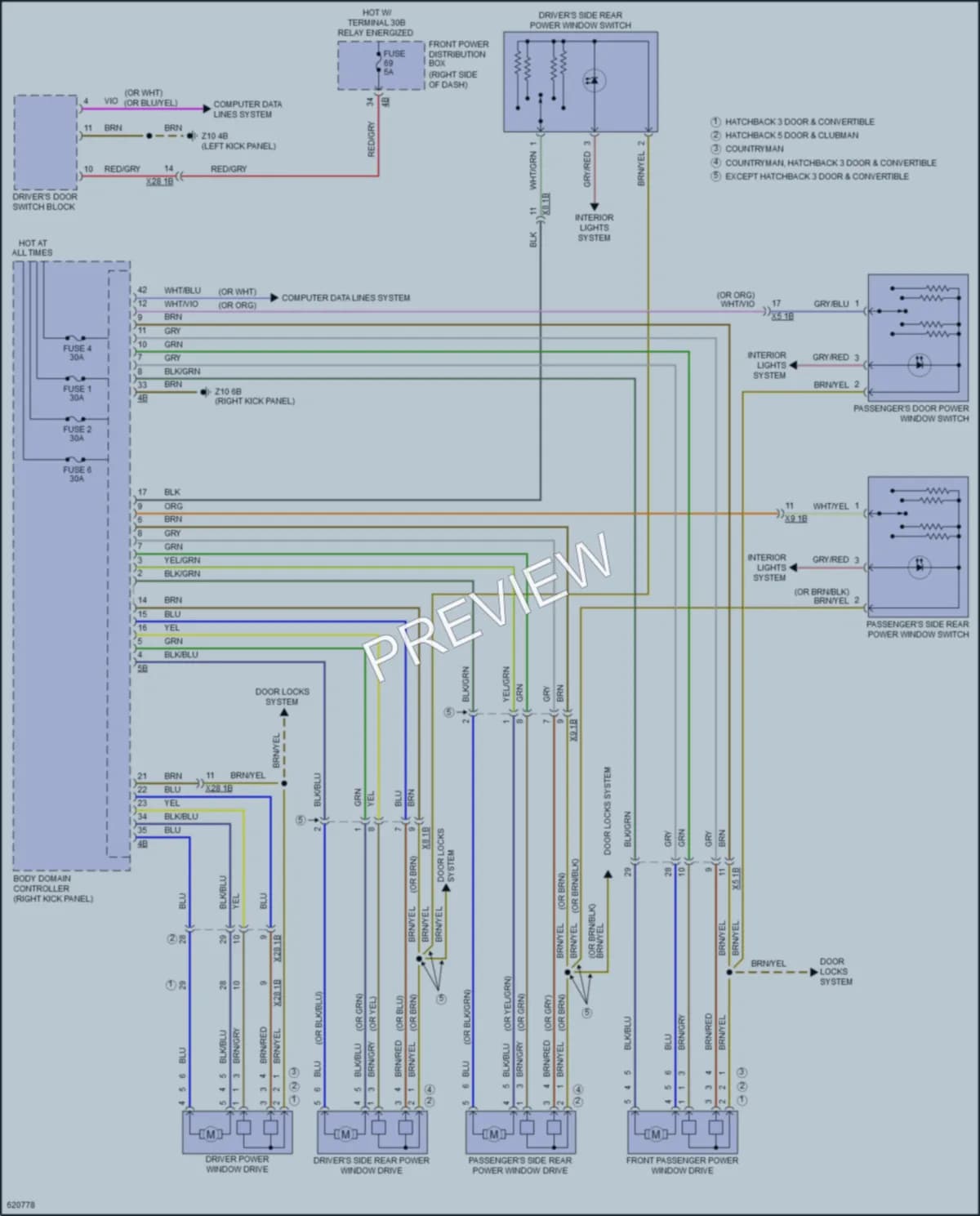 2018 MINI CooperClubman Power Windows wiring diagram preview