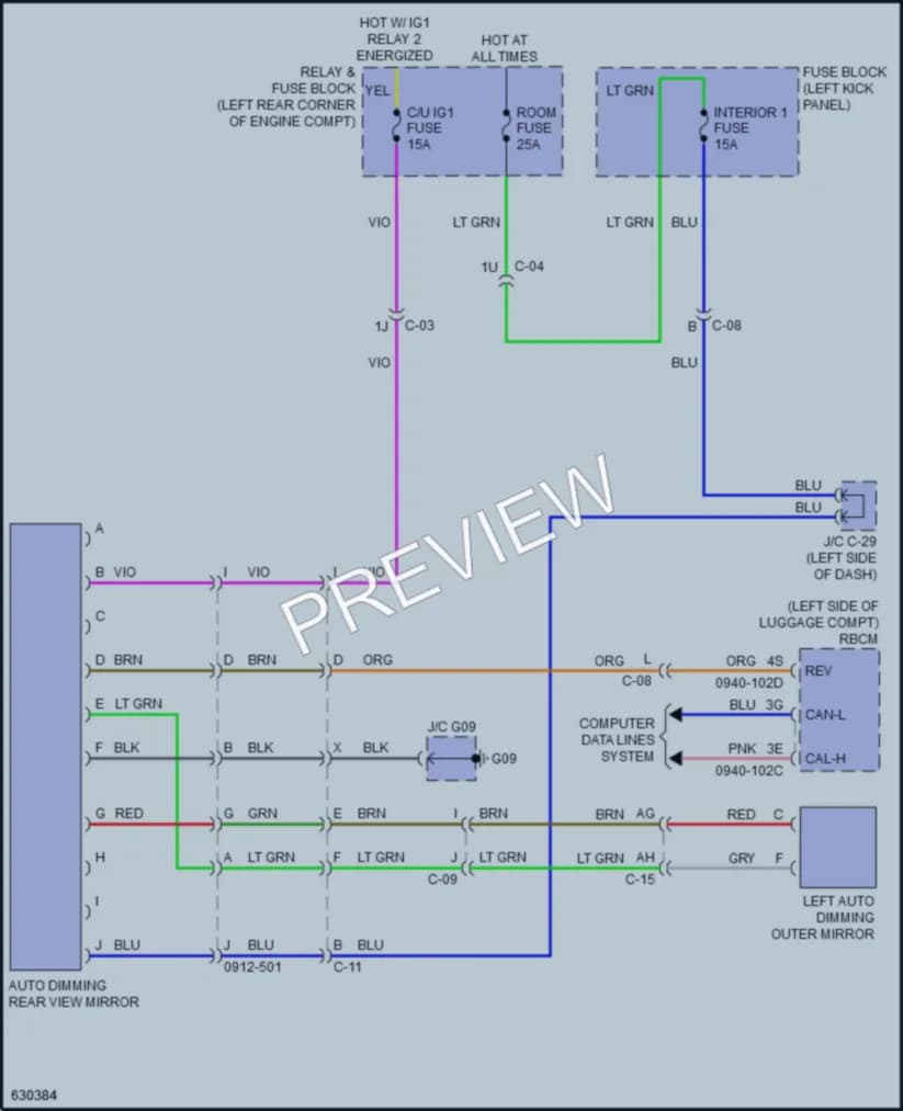 2018 Mazda 6 Power Mirrors wiring diagram preview