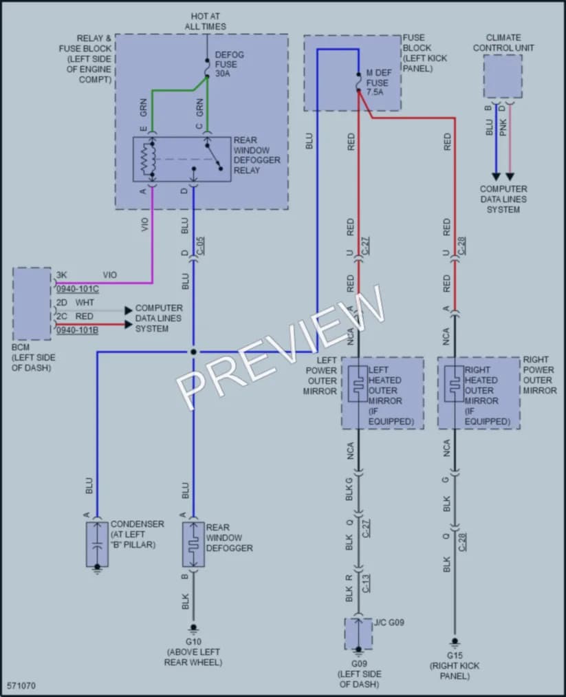 2018 Mazda MX5Miata Defoggers wiring diagram preview