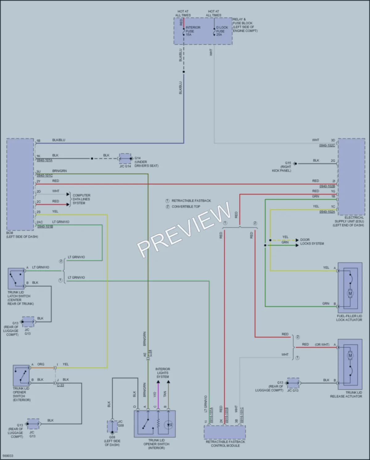 2018 Mazda MX5MiataRF Trunk Tailgate Fuel Door wiring diagram preview