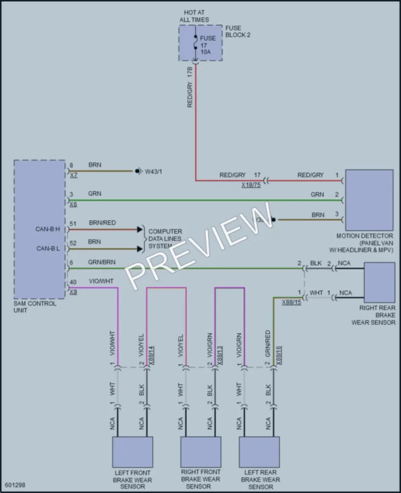 2018 MercedesBenz 2500Sprinter Warning Systems wiring diagram preview