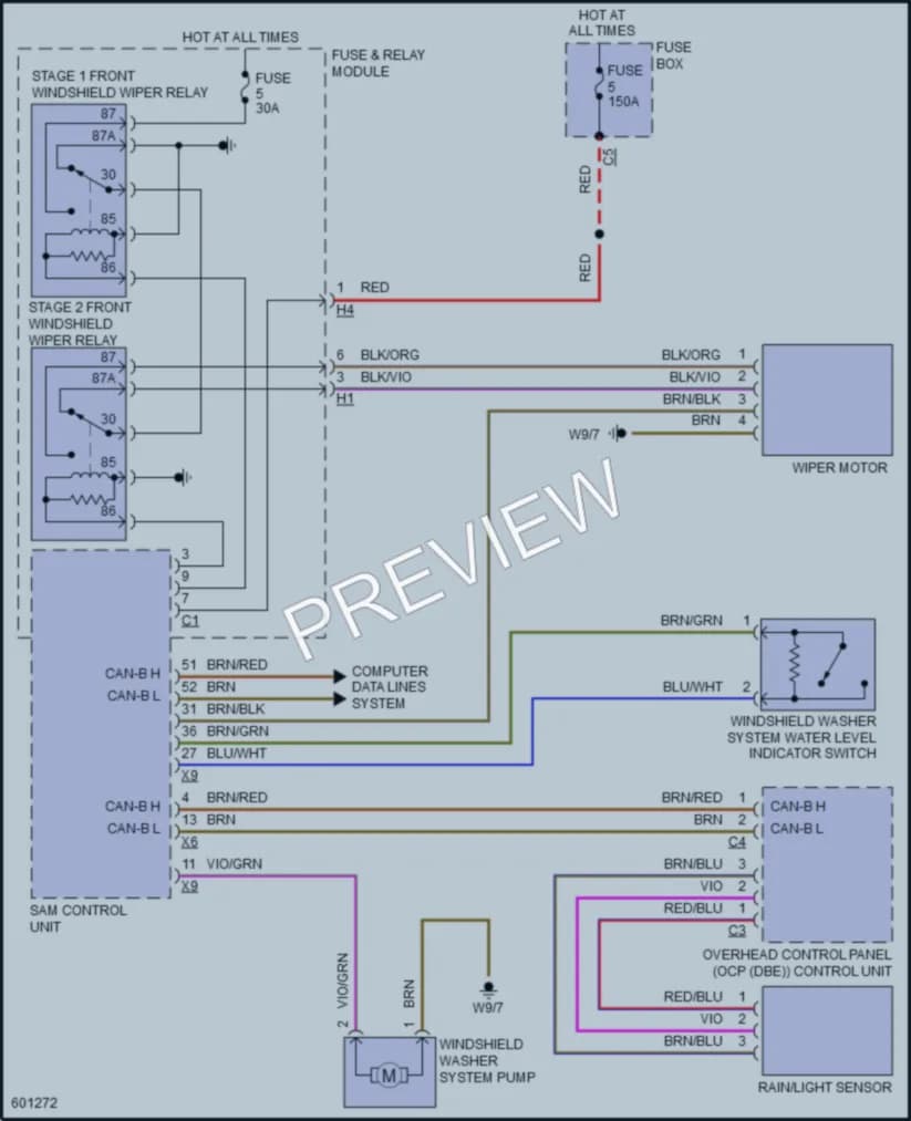 2018 MercedesBenz 2500Sprinter Wiper Washer wiring diagram preview
