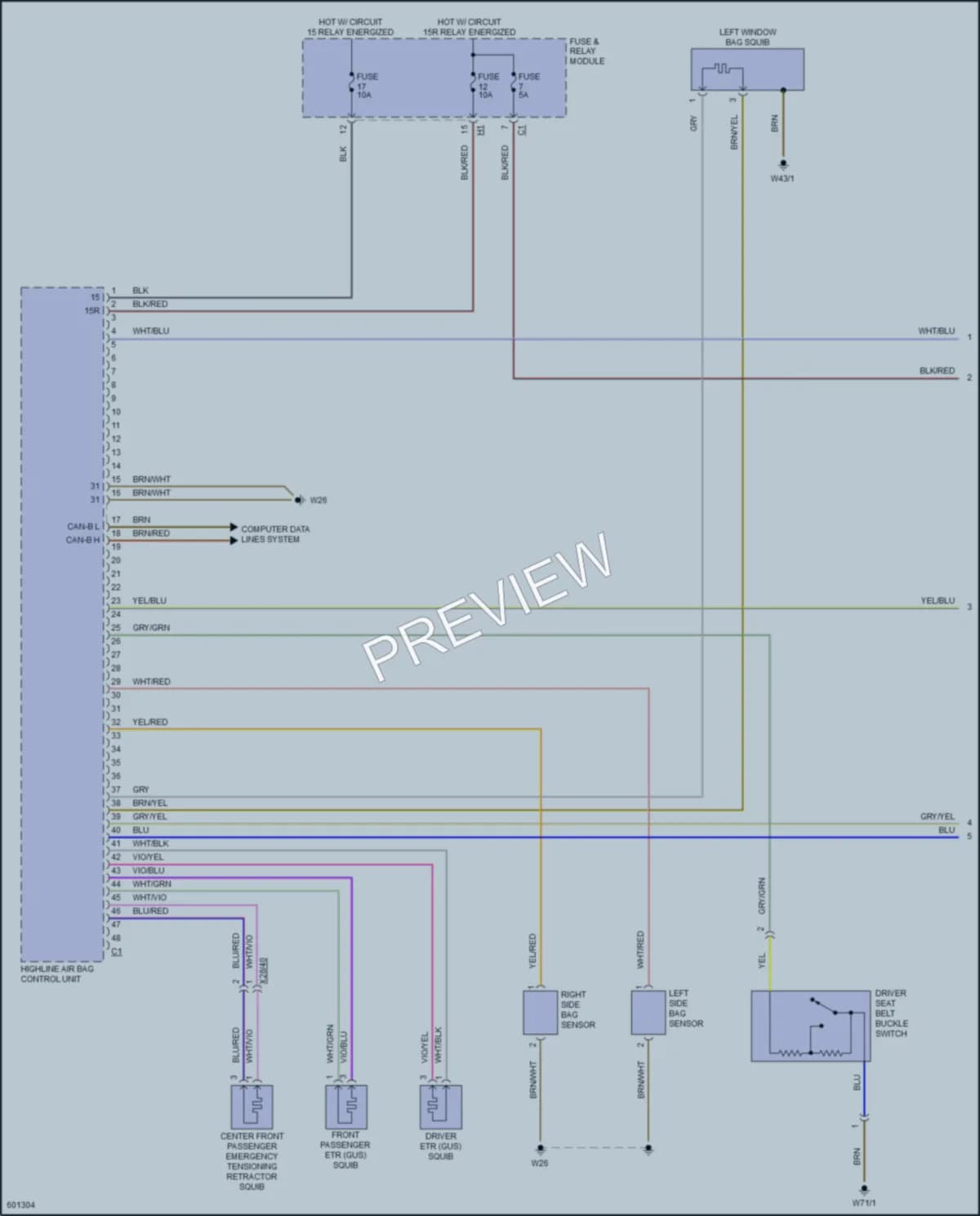 2018 MercedesBenz 3500Sprinter Supplemental Restraints wiring diagram preview