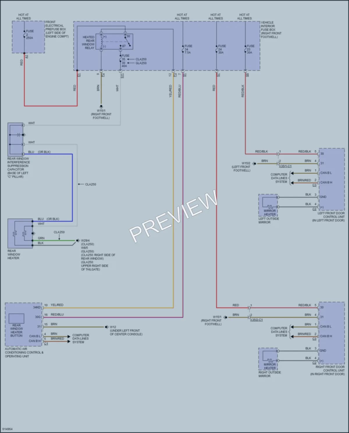 2018 MercedesBenz CLA250 Defoggers wiring diagram preview