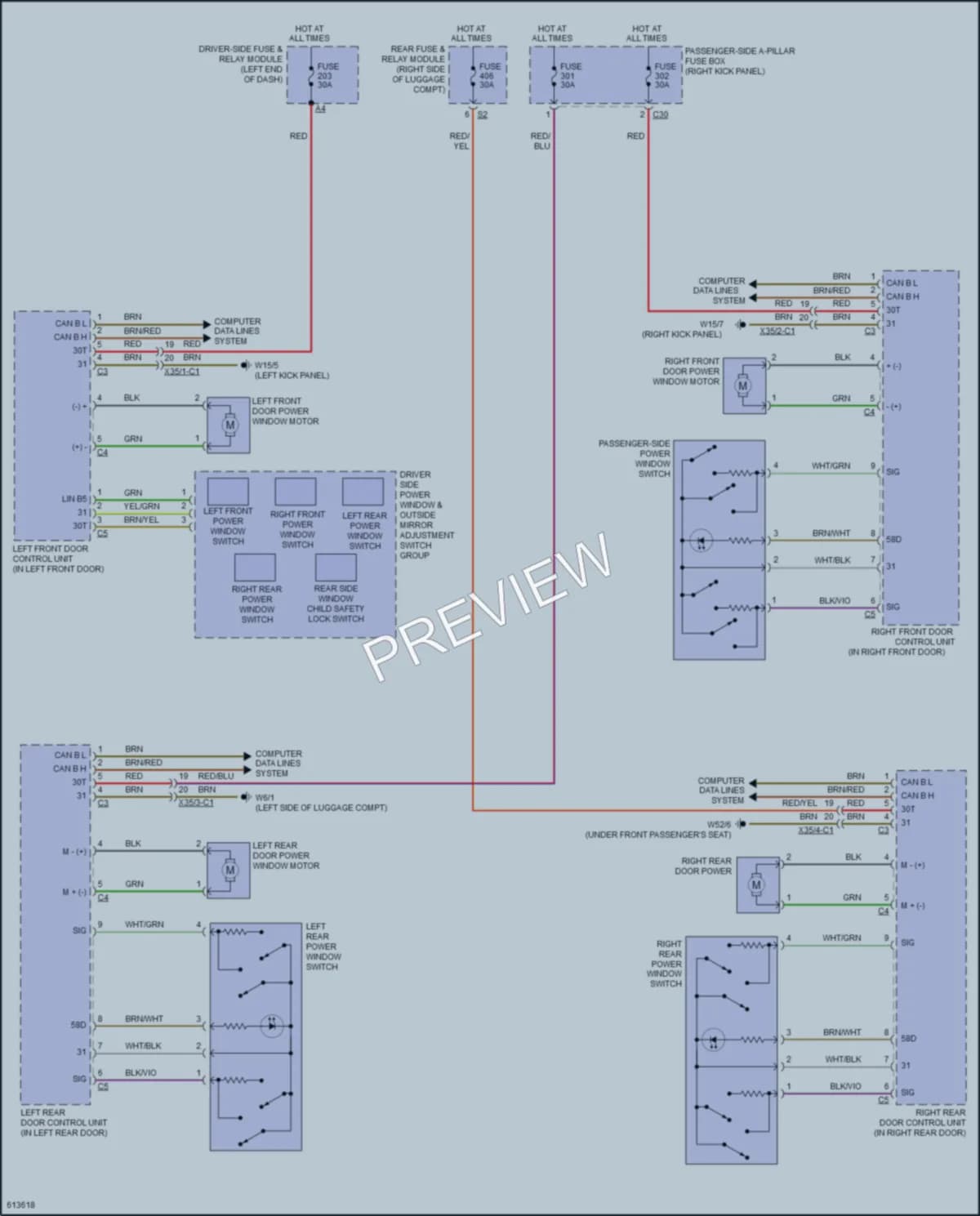 2018 MercedesBenz E300 Power Windows wiring diagram preview