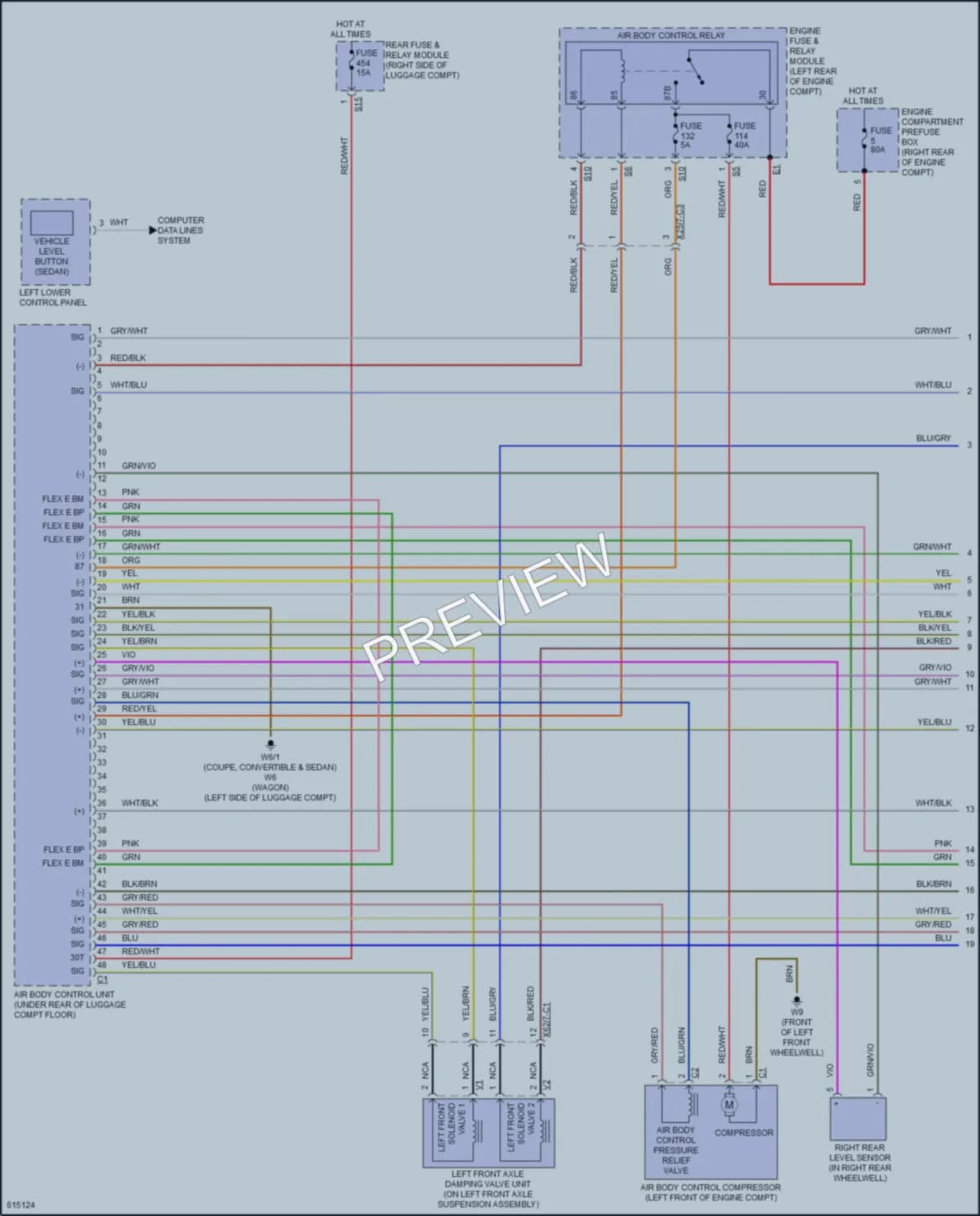 2018 MercedesBenz E400 Electronic Suspension wiring diagram preview
