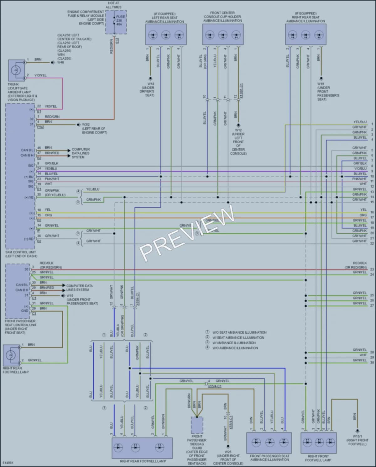 2018 MercedesBenz GLA250 Interior Lights wiring diagram preview