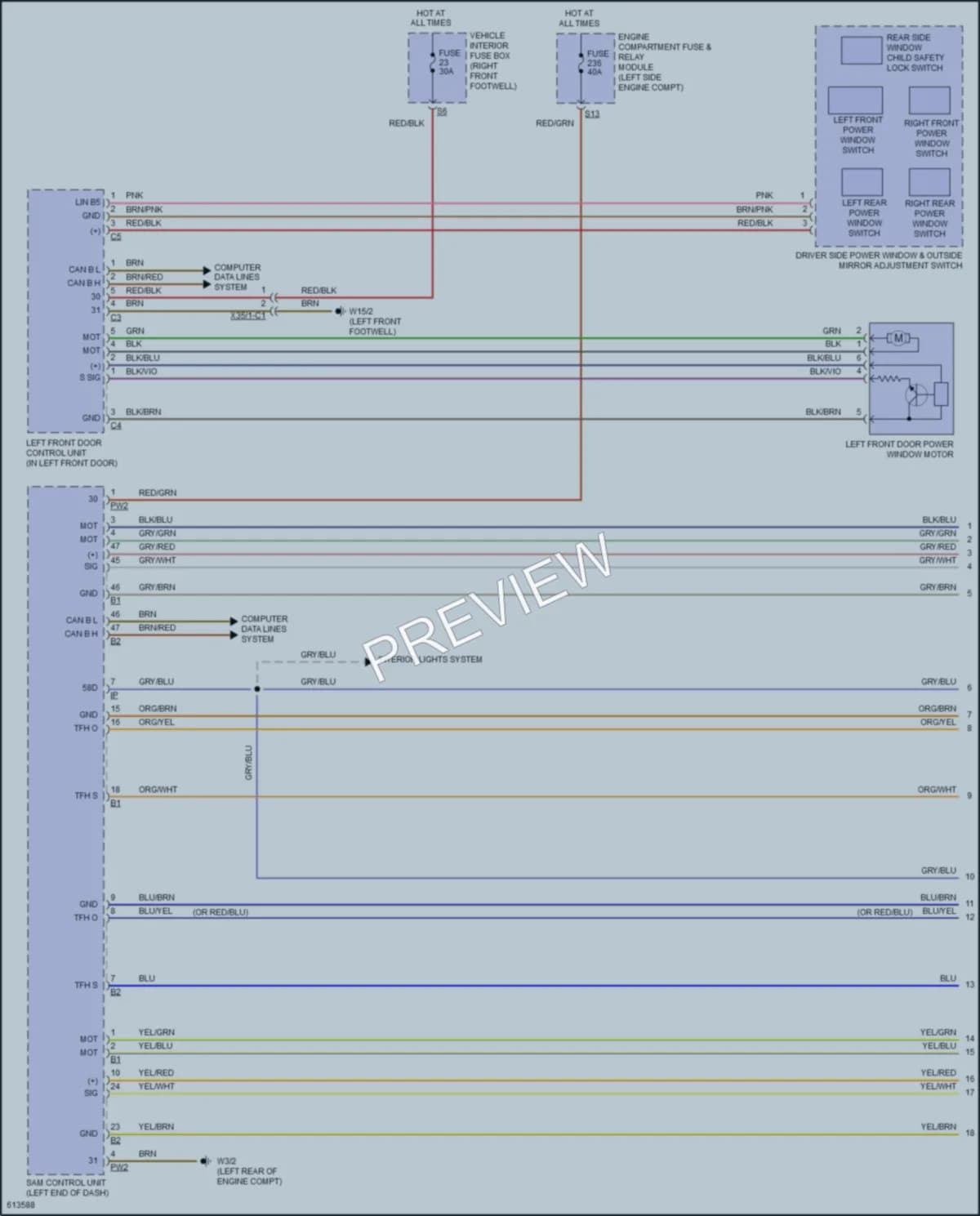 2018 MercedesBenz GLA250 Power Windows wiring diagram preview