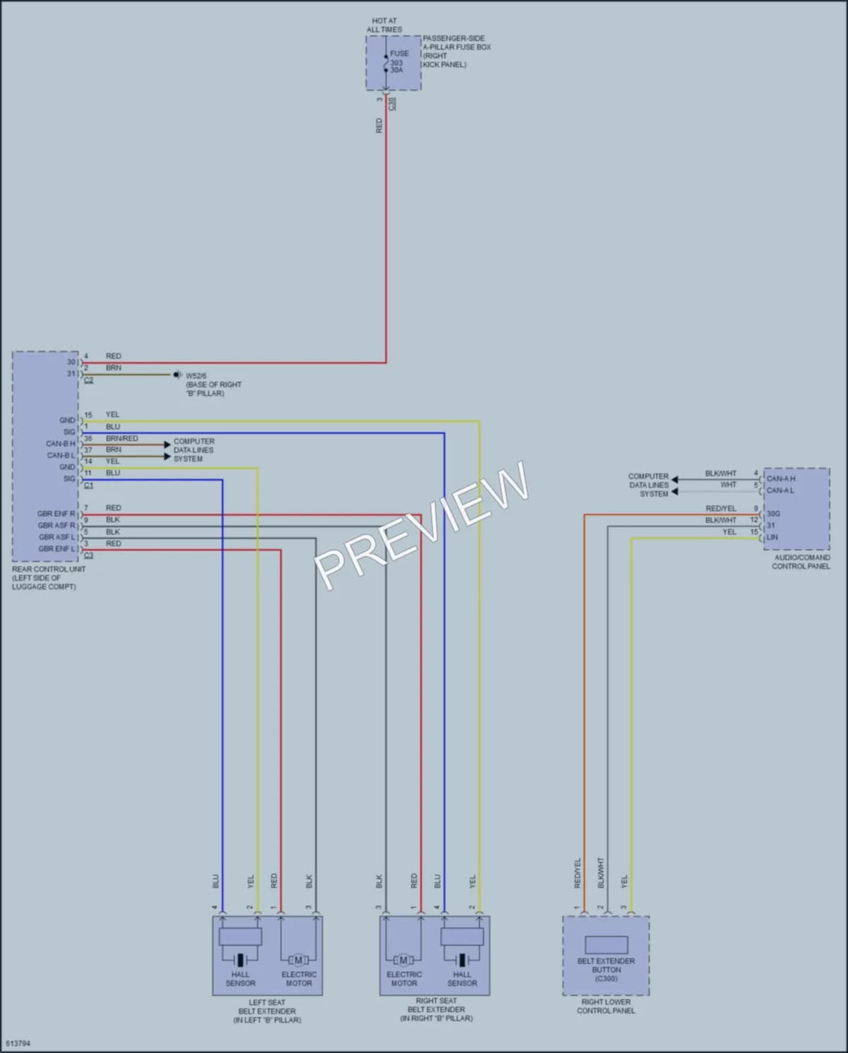 2018 MercedesBenz GLC300 Passive Restraints wiring diagram preview