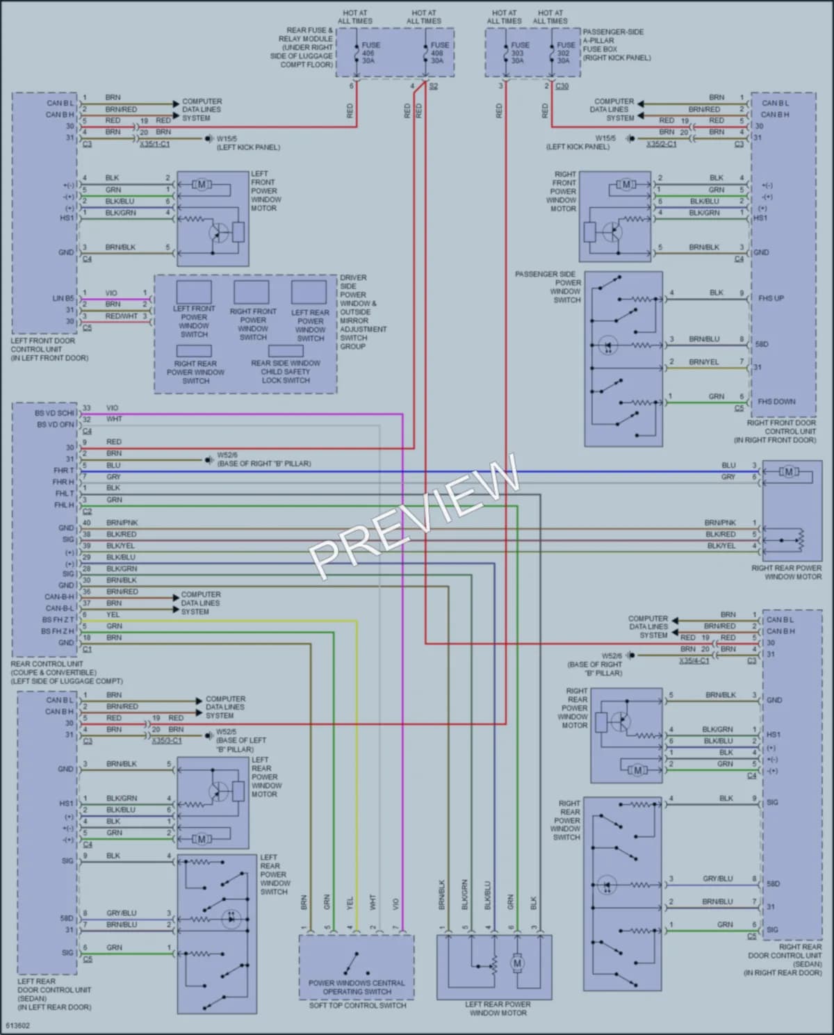 2018 MercedesBenz GLC300 Power Windows wiring diagram preview
