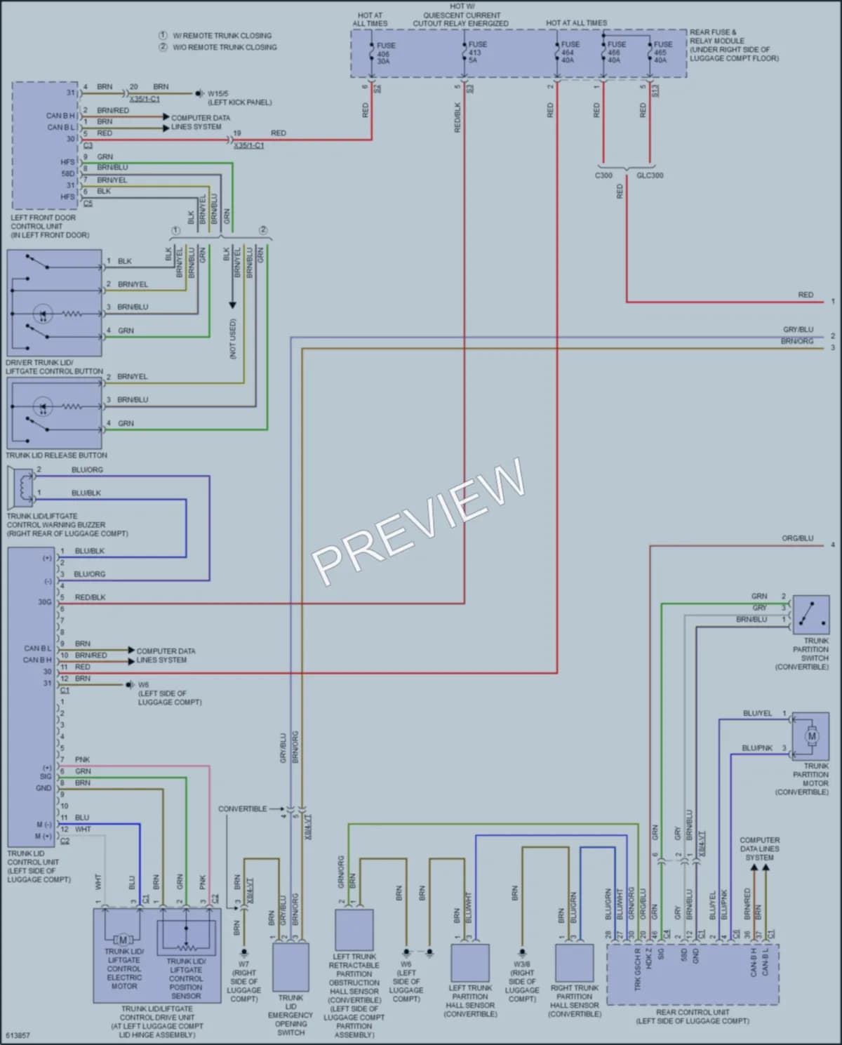 2018 MercedesBenz GLC300 Trunk Tailgate Fuel Door wiring diagram preview