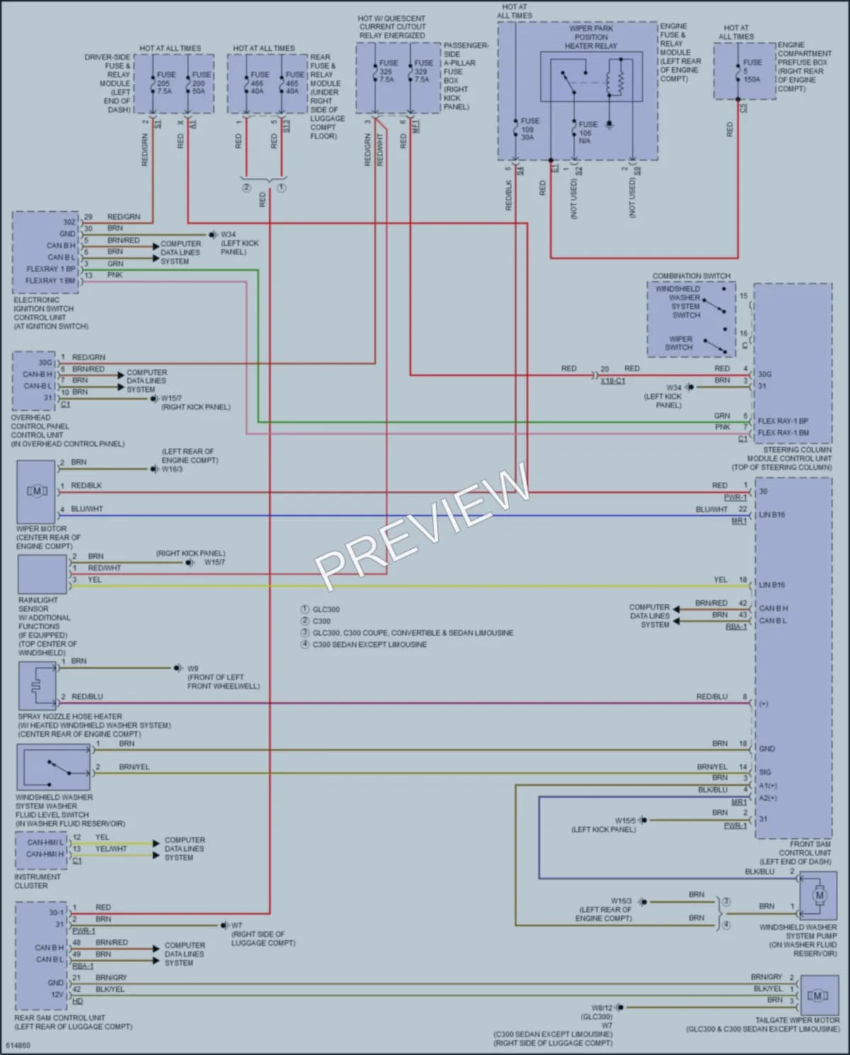 2018 MercedesBenz GLC300 Wiper Washer wiring diagram preview