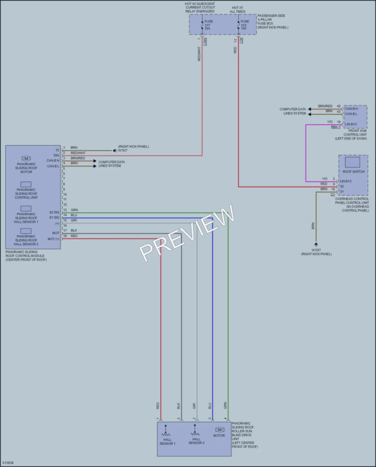 2018 MercedesBenz GLC300Coupe Power Top Sunroof wiring diagram preview