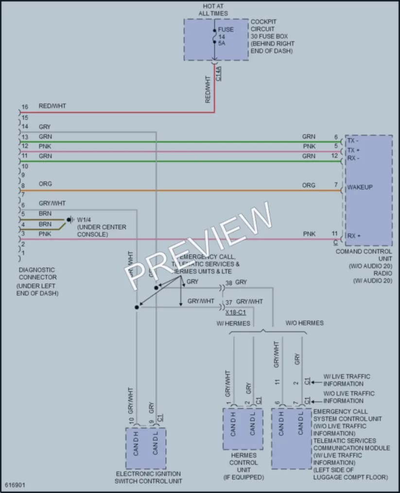 2018 MercedesBenz GLS450 Computer Data Lines wiring diagram preview