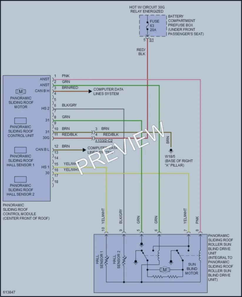 2018 MercedesBenz GLS550 Power Top Sunroof wiring diagram preview