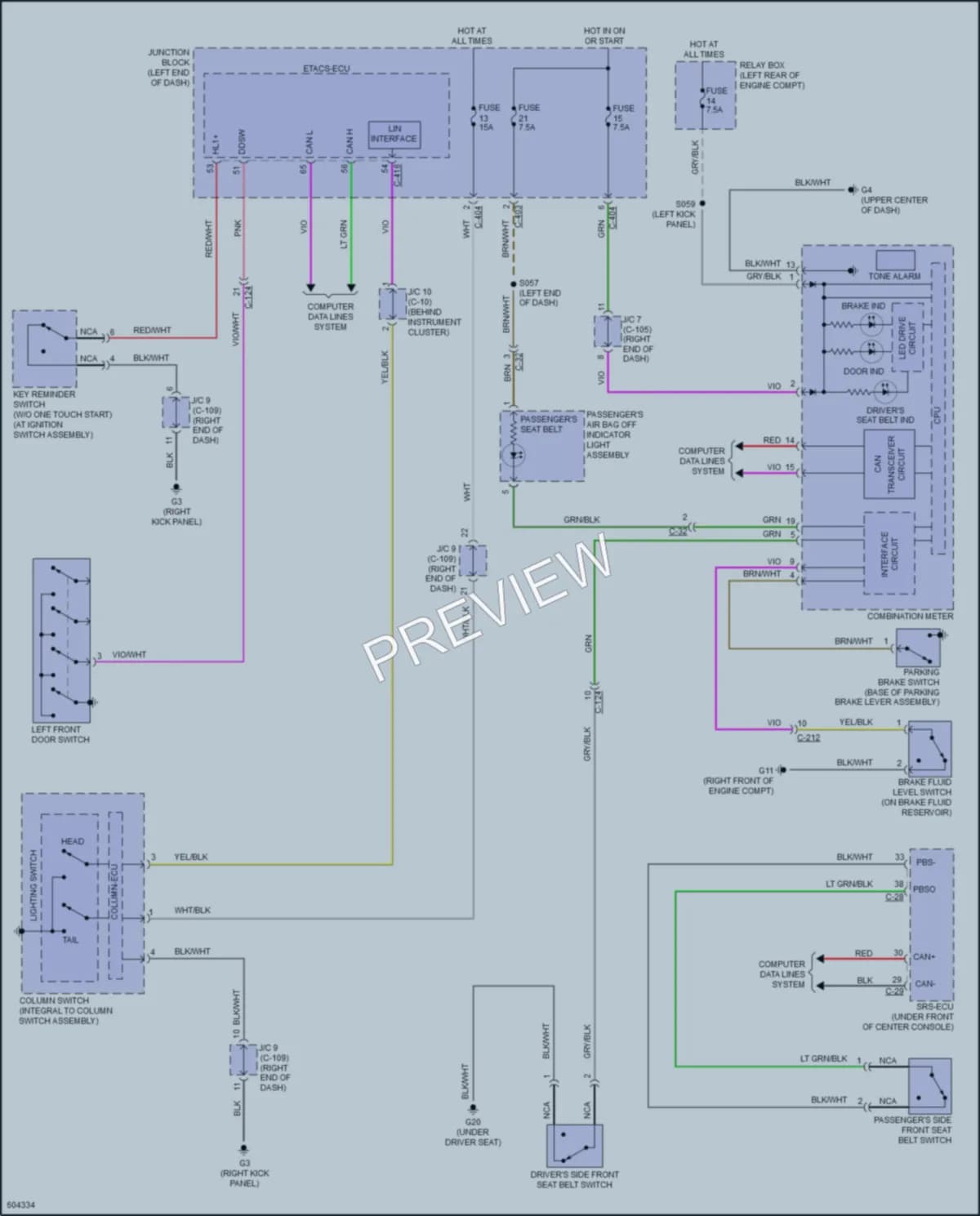 2018 Mitsubishi Mirage Warning Systems wiring diagram preview
