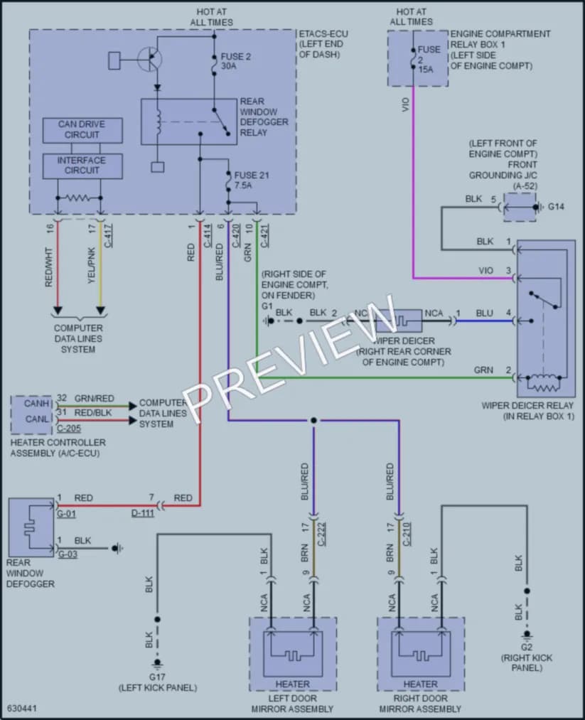 2018 Mitsubishi OutlanderPHEV Defoggers wiring diagram preview