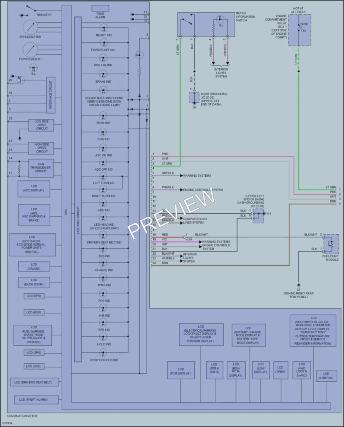 2018 Mitsubishi OutlanderPHEV Instrument Cluster wiring diagram preview