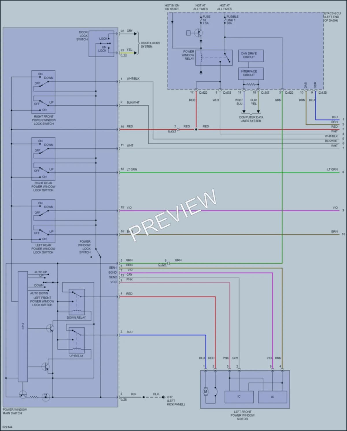 2018 Mitsubishi OutlanderPHEV Power Windows wiring diagram preview