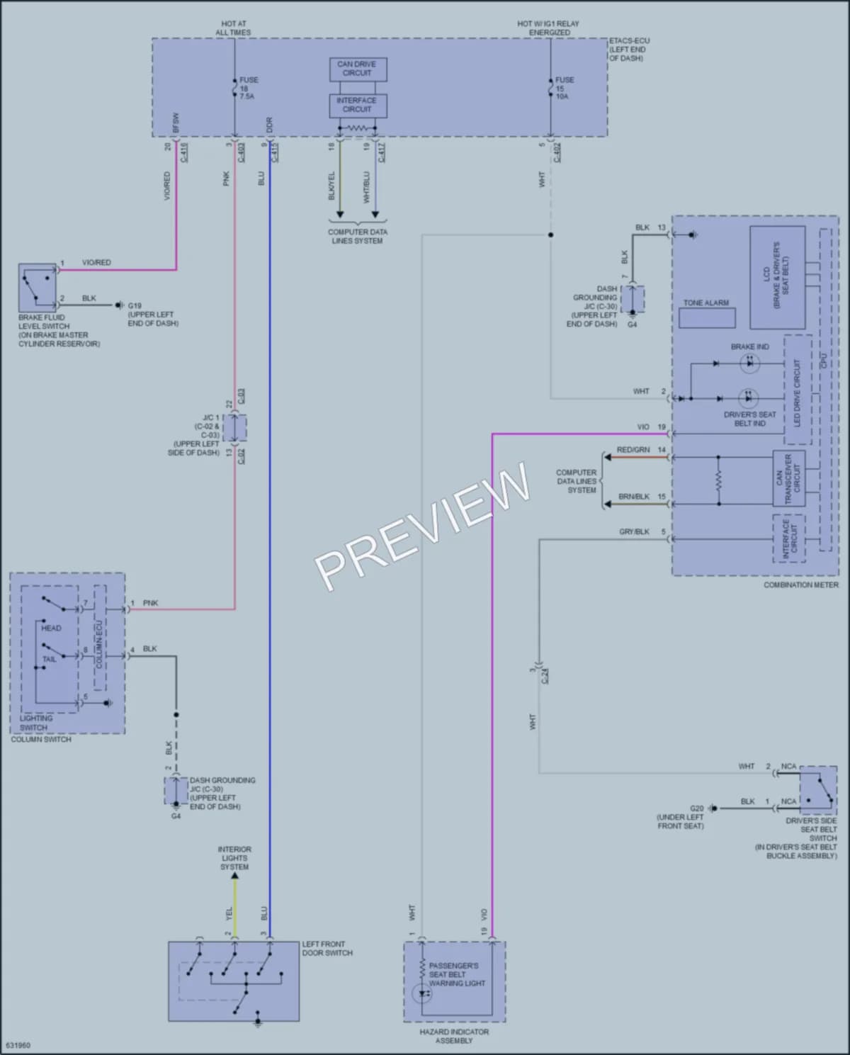 2018 Mitsubishi OutlanderPHEV Warning Systems wiring diagram preview