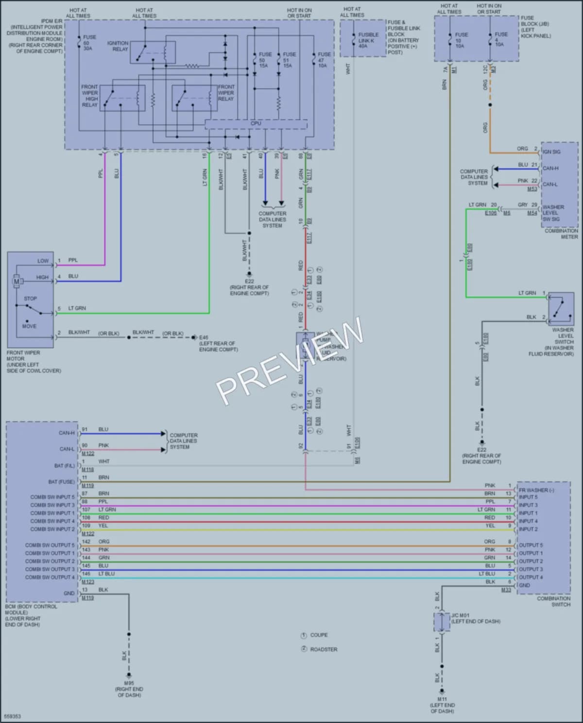 2018 Nissan 370Z Wiper Washer wiring diagram preview