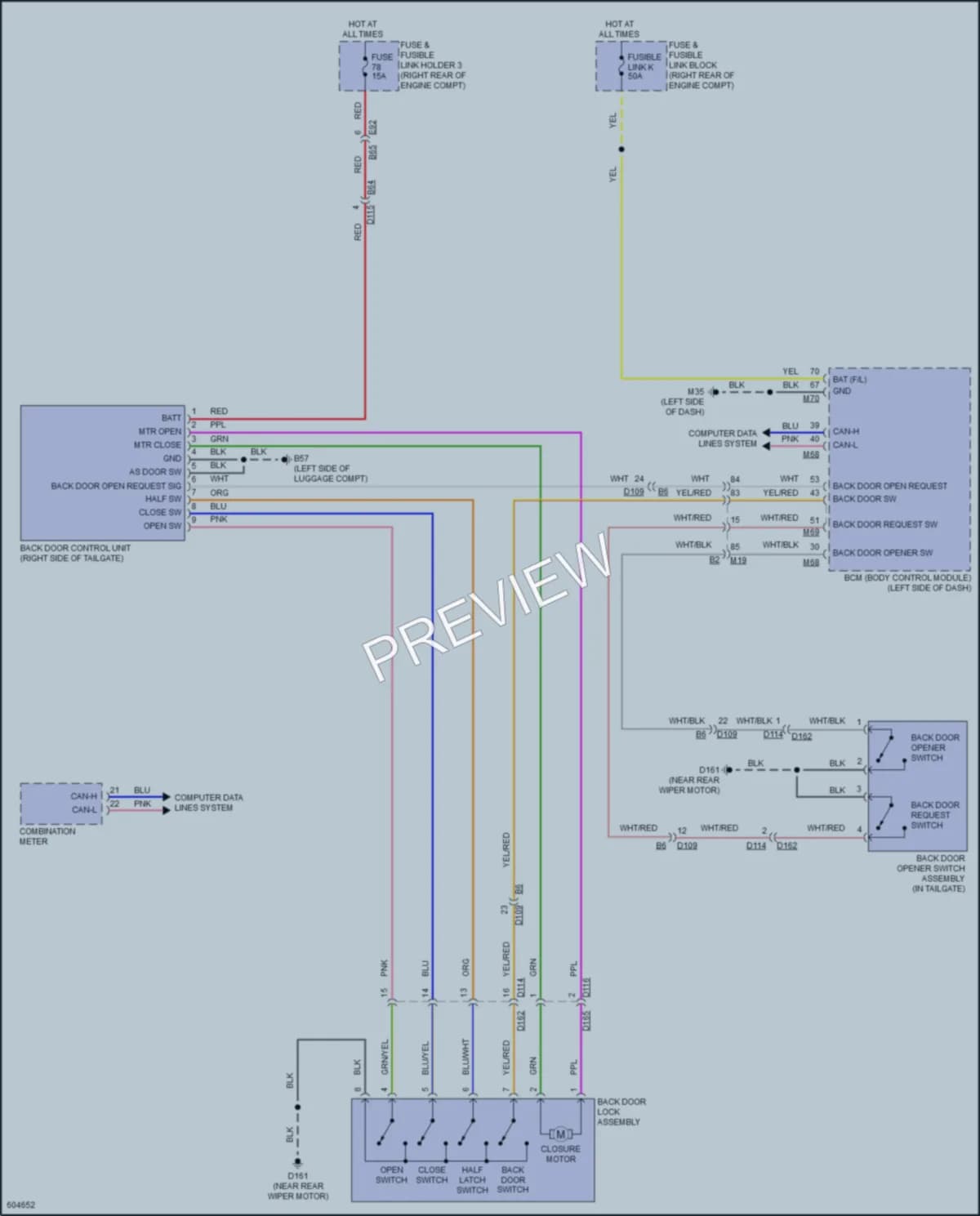 2018 Nissan Armada Trunk Tailgate Fuel Door wiring diagram preview