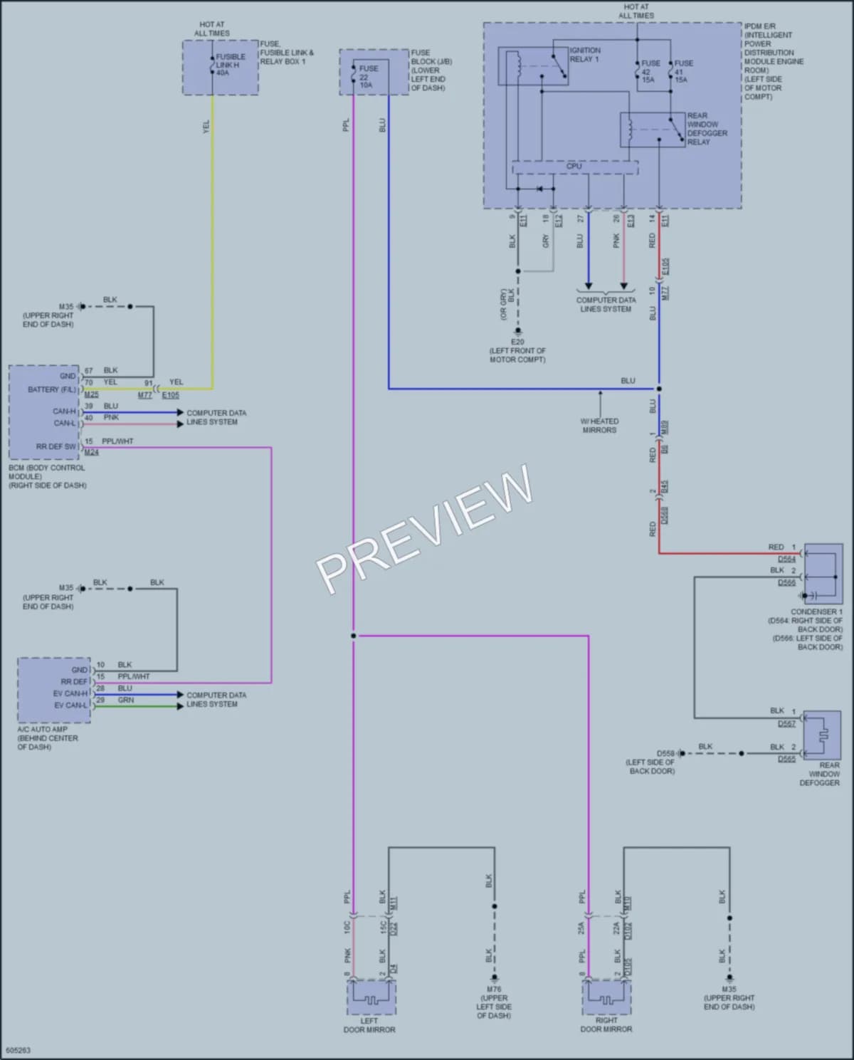2018 Nissan LEAF Defoggers wiring diagram preview