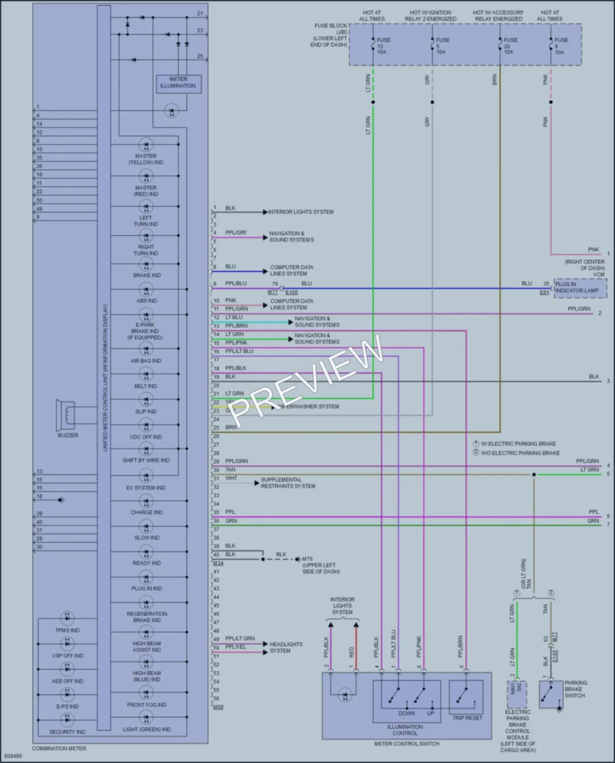 2018 Nissan LEAF Instrument Cluster wiring diagram preview