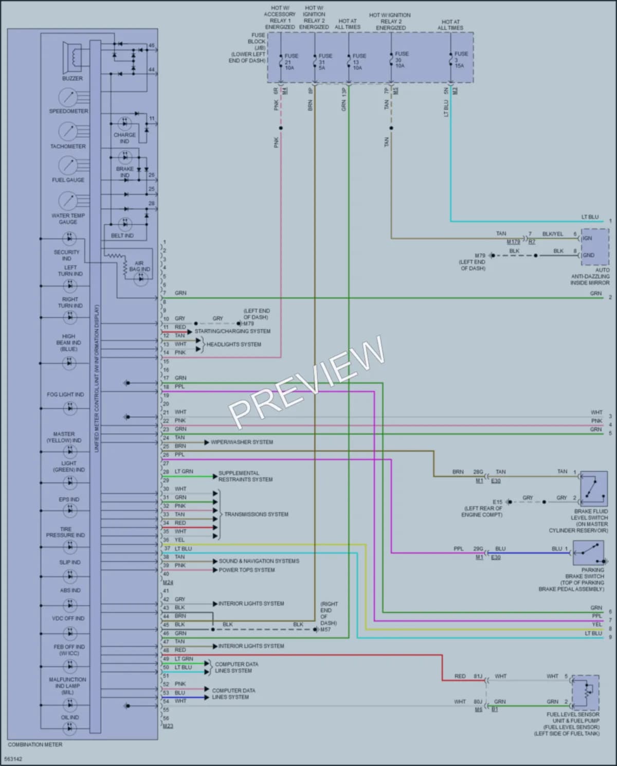 2018 Nissan Maxima Instrument Cluster wiring diagram preview