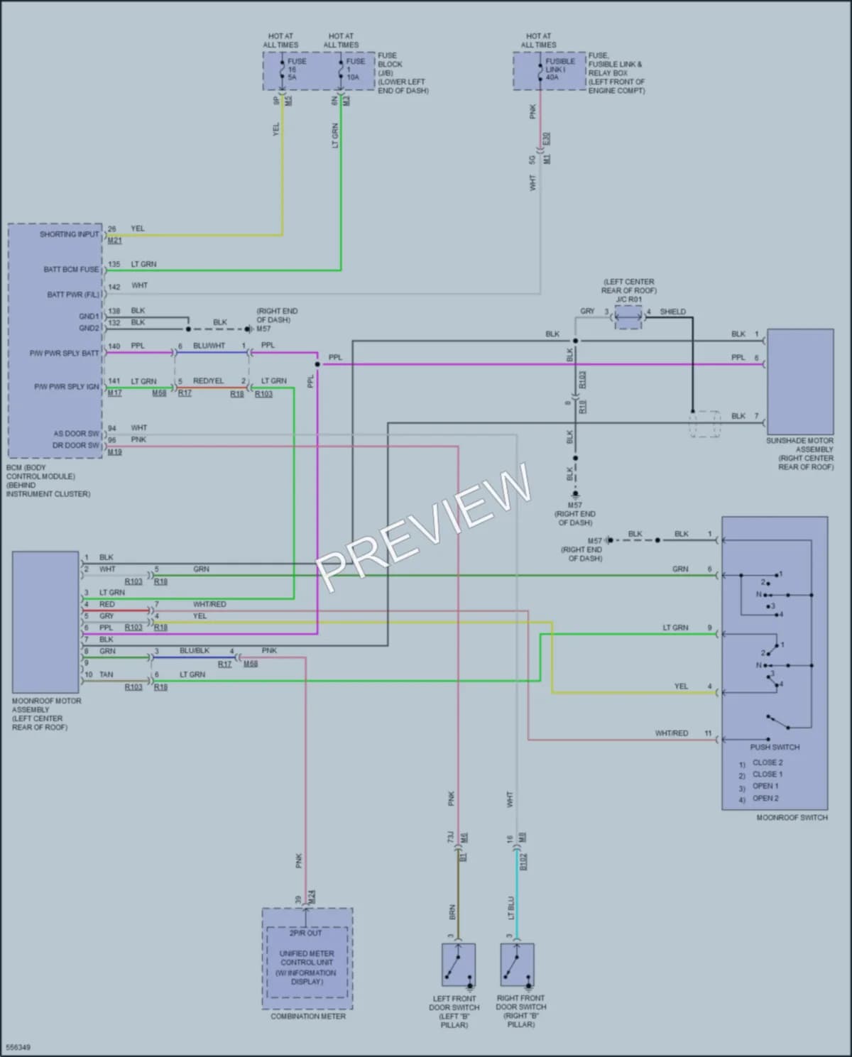 2018 Nissan Maxima Power Top Sunroof wiring diagram preview