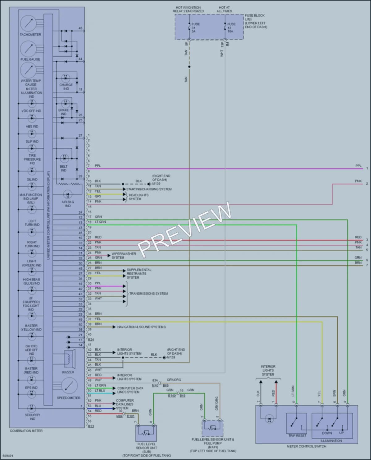 2018 Nissan Murano Instrument Cluster wiring diagram preview
