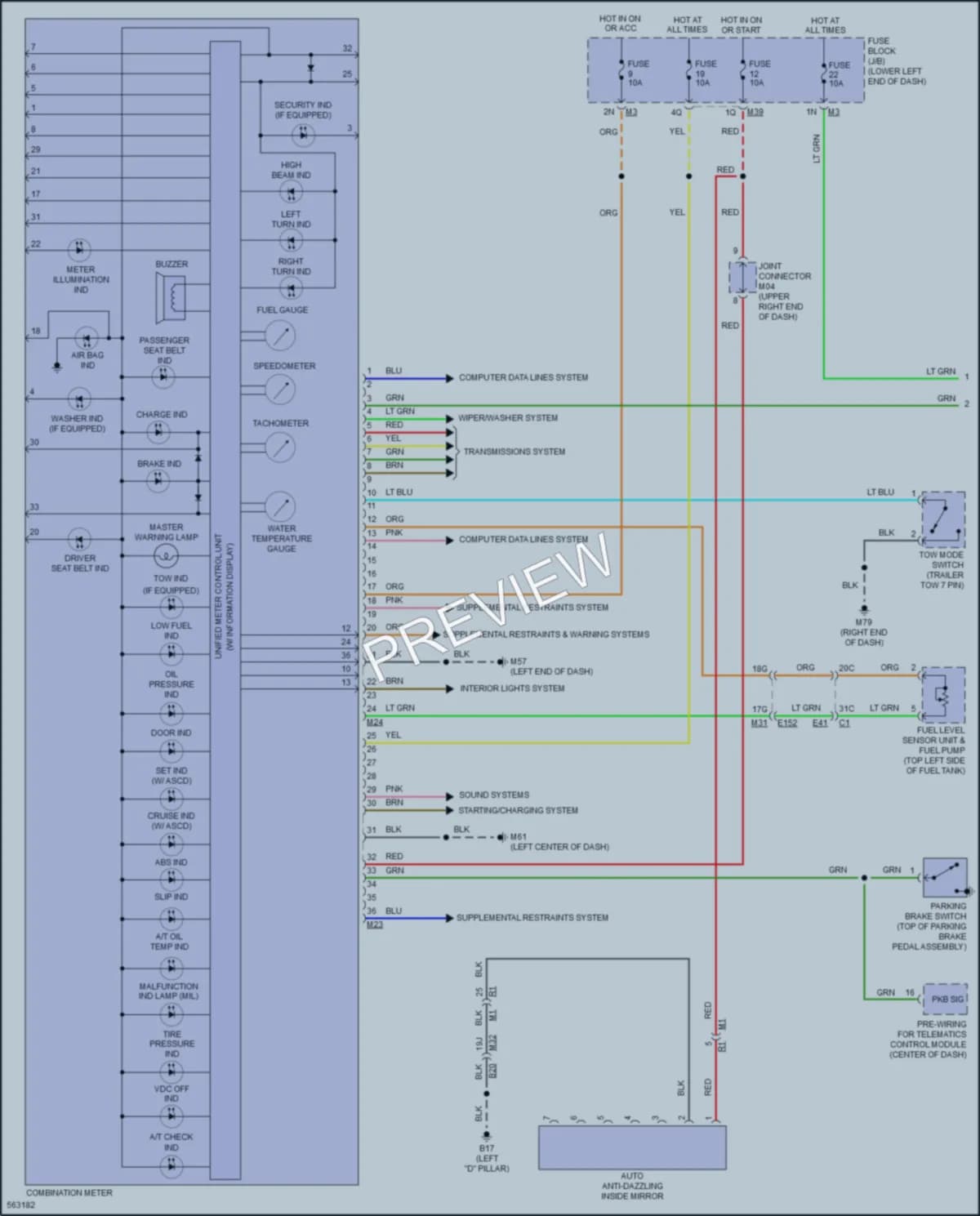 2018 Nissan NV2500HD Instrument Cluster wiring diagram preview