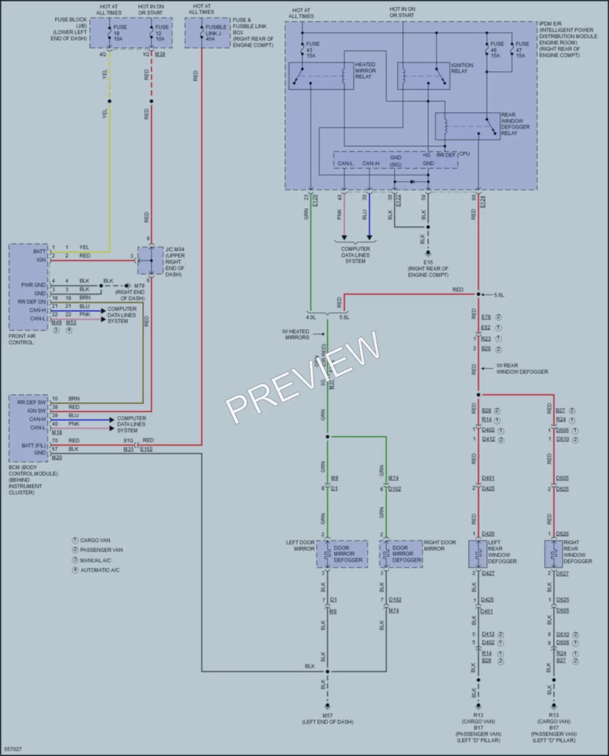 2018 Nissan NV3500HD Defoggers wiring diagram preview