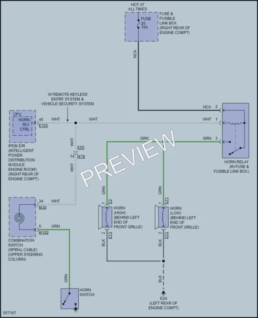 2018 Nissan NV3500HD Horn wiring diagram preview