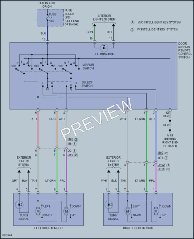 2018 Nissan Versa Power Mirrors wiring diagram preview