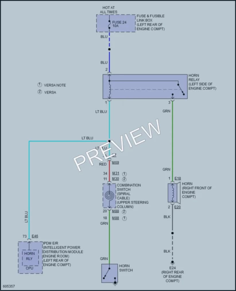 2018 Nissan VersaNote Horn wiring diagram preview