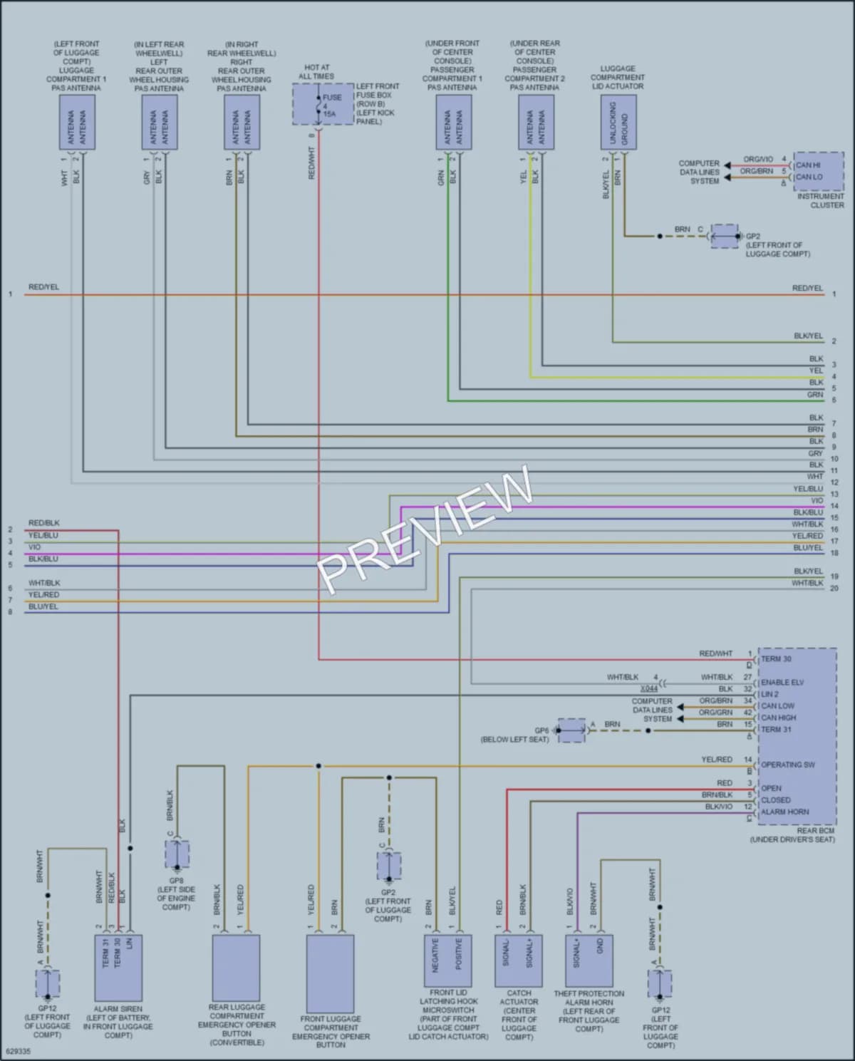 2018 Porsche 718Cayman Anti Theft wiring diagram preview