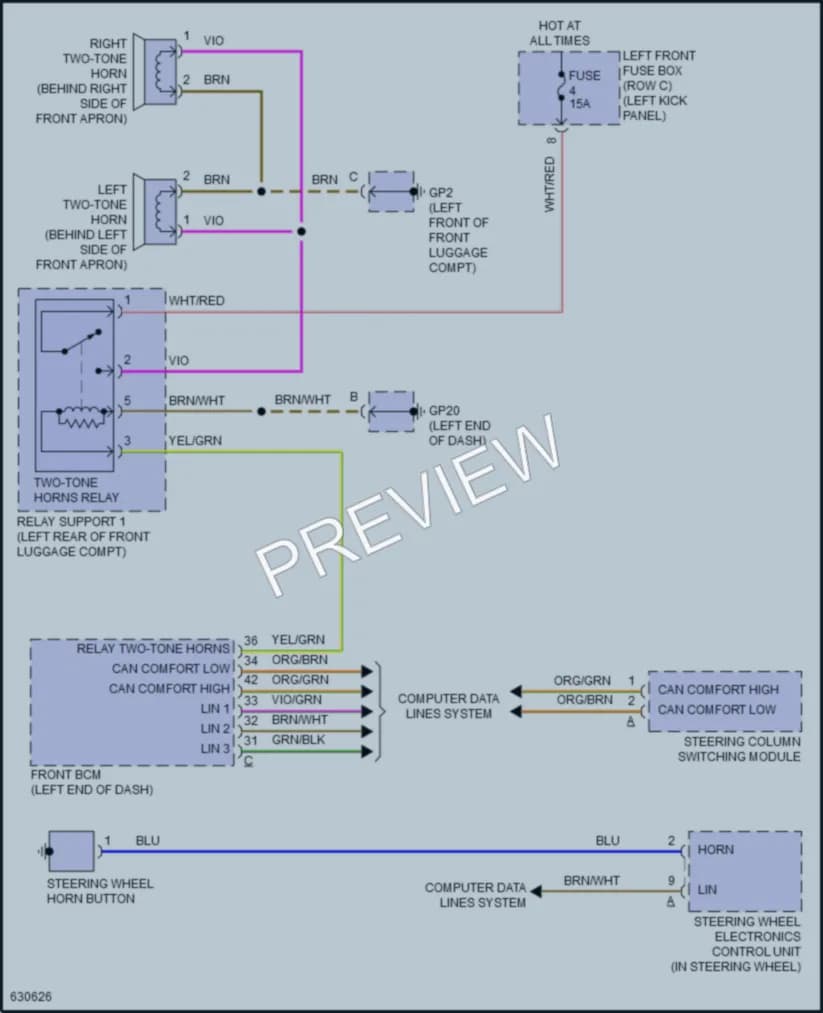 2018 Porsche 718Cayman Horn wiring diagram preview