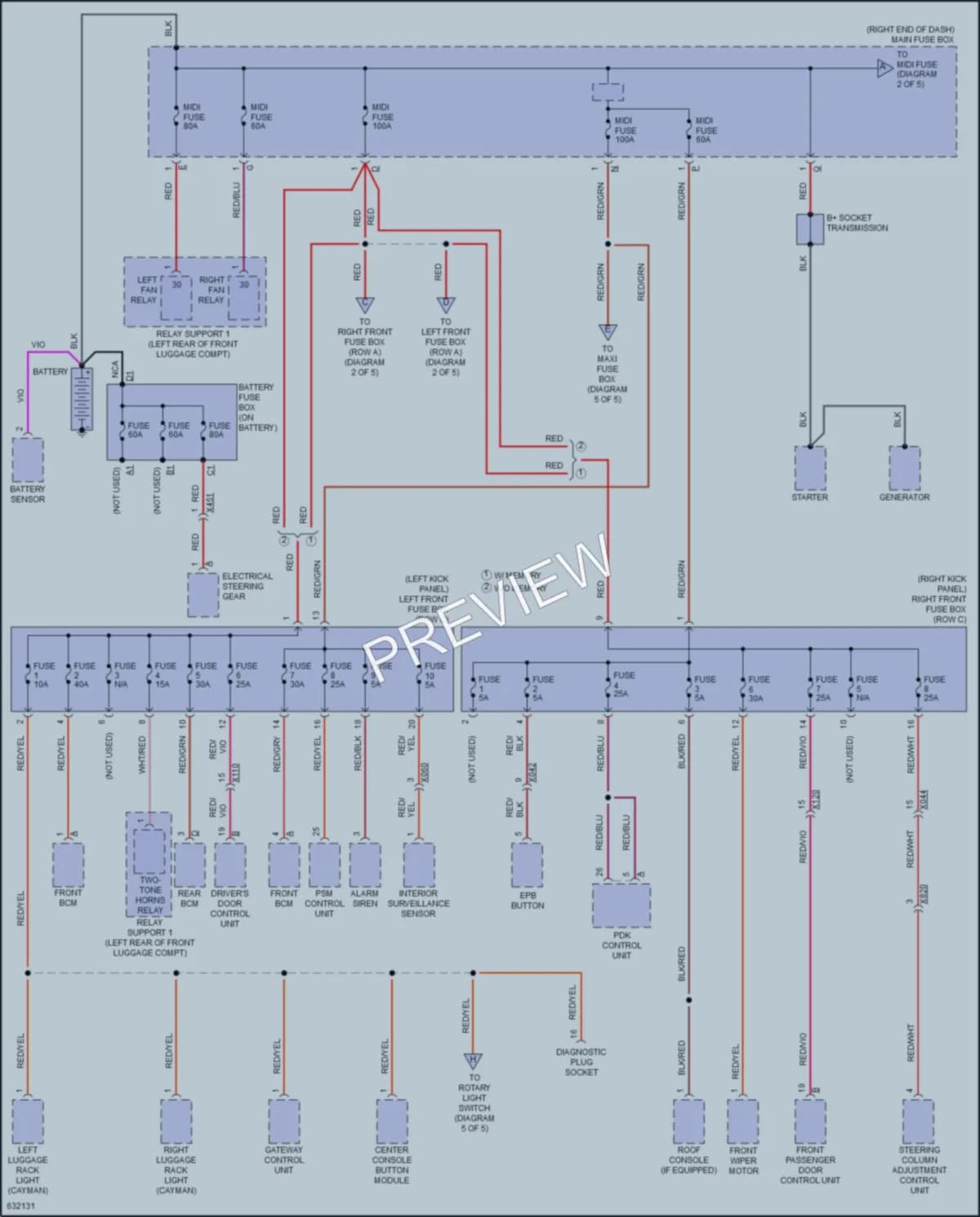 2018 Porsche 718Cayman Power Distribution wiring diagram preview