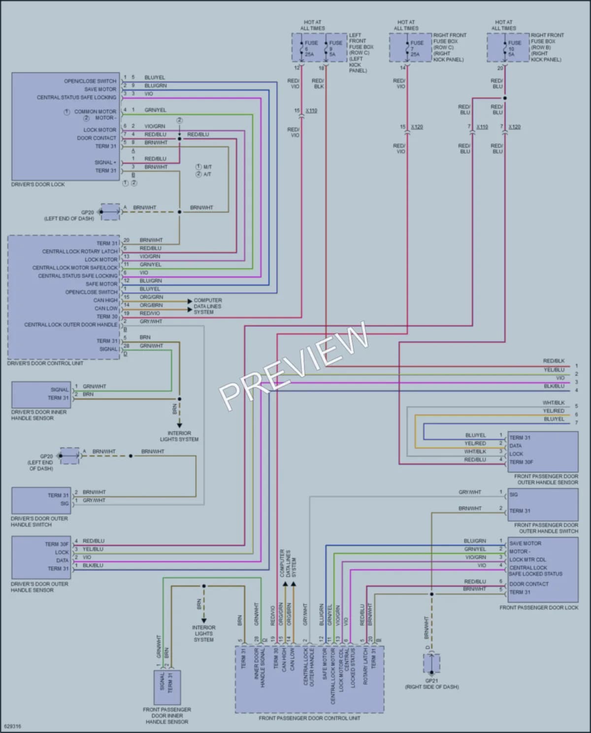 2018 Porsche 718Cayman Power Door Locks wiring diagram preview