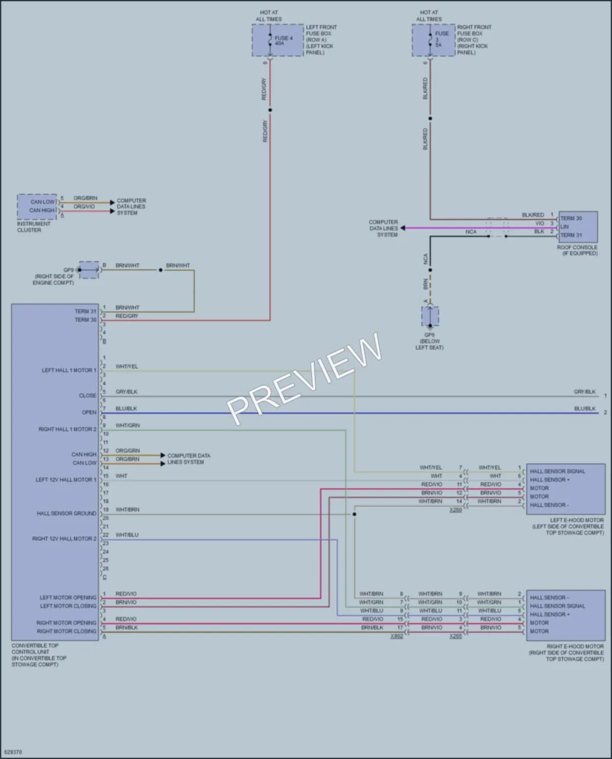 2018 Porsche 718Cayman Power Top Sunroof wiring diagram preview