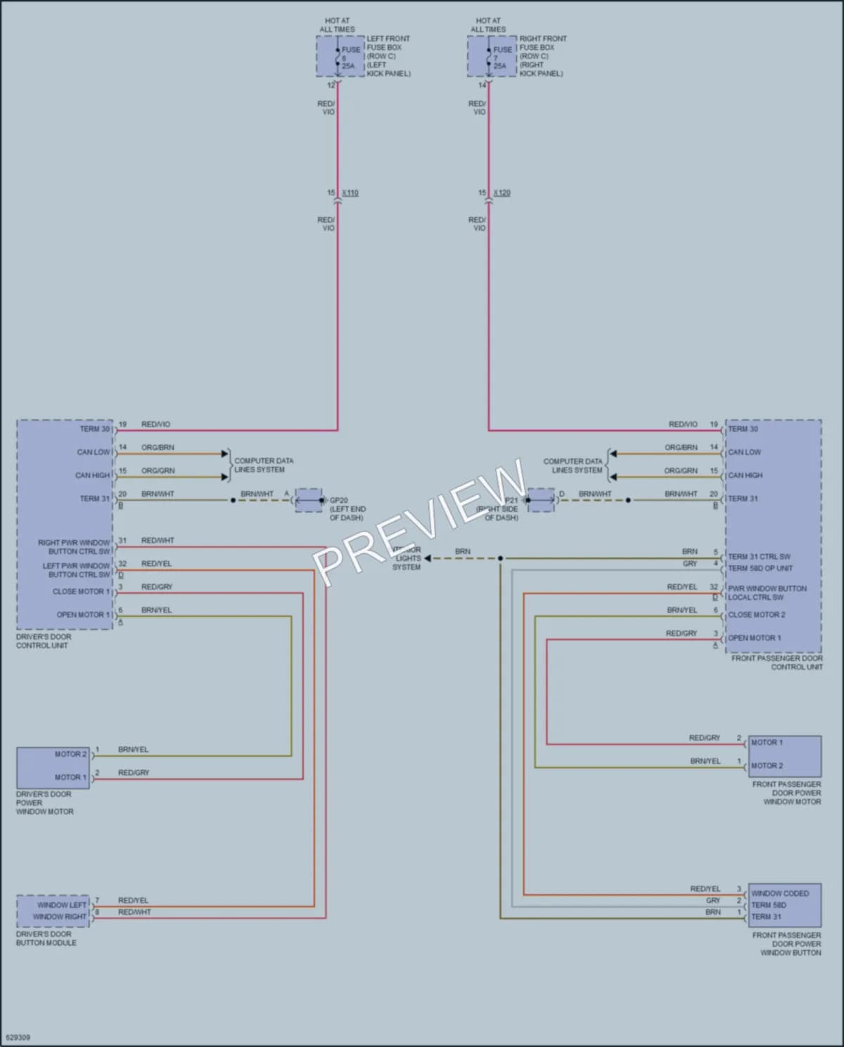 2018 Porsche 718Cayman Power Windows wiring diagram preview