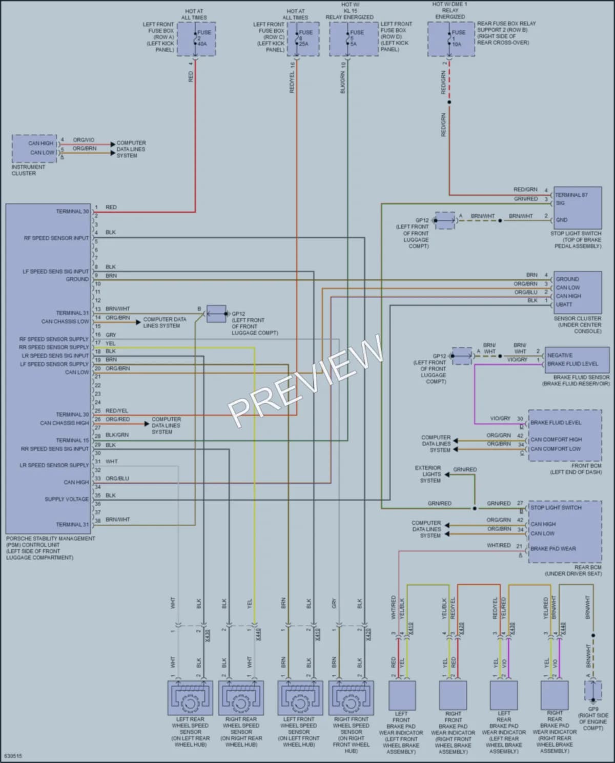 2018 Porsche 911 Anti Lock Brakes wiring diagram preview